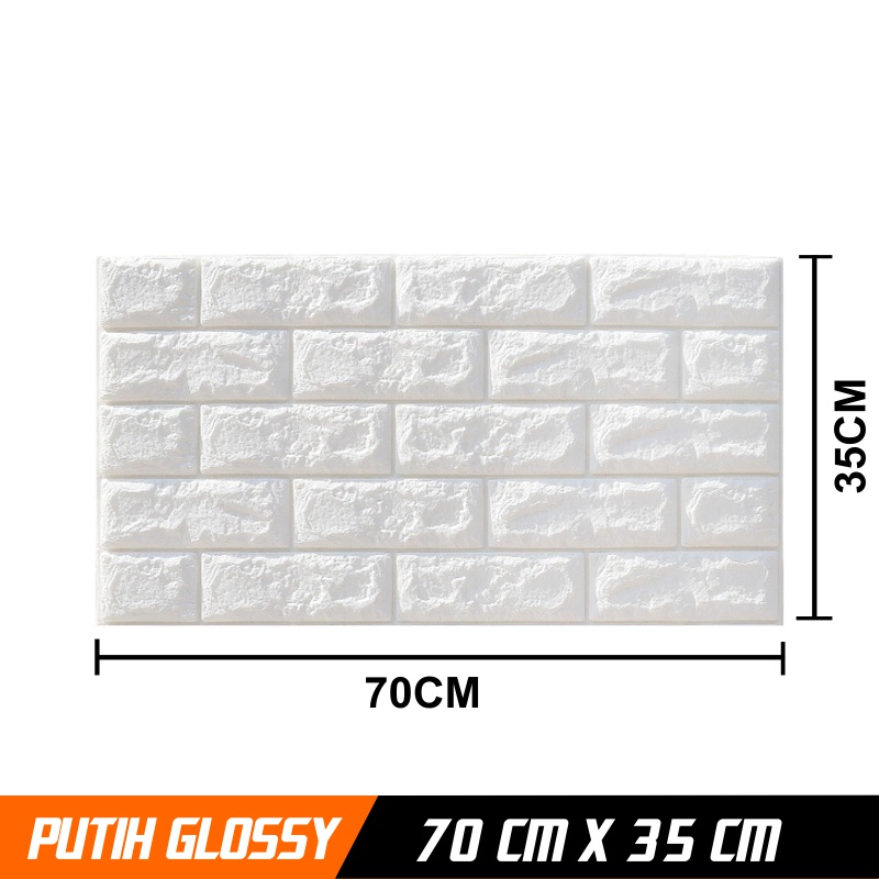 Wallpaper 3D Brick Foam Dekorasi Dinding Wall Foam Brick 3D Batu Bata Waterproof 38Cm X 70CM Gambos - WORLDDEKOR