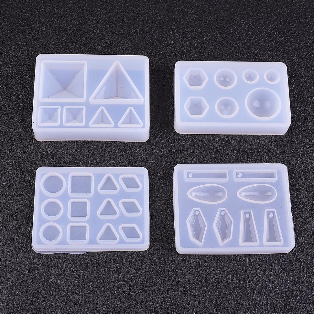 1 Pc Cetakan Resin Bentuk Segitiga Geometris Bahan Silikon Untuk Membuat Perhiasan Kalung Liontin