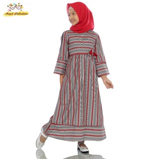 (PROMO    FREE JILBAB) Baju Gamis Anak Perempuan Motif Garis