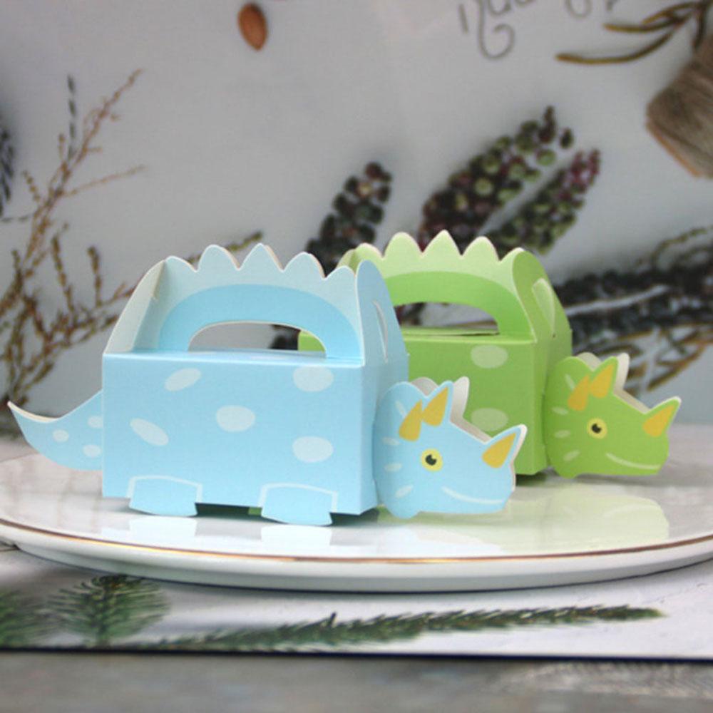 R-flower 10pcs Dinosaurus Cookie Box Lucu Paper Box Kotak Hadiah Pesta Ulang Tahun Anak