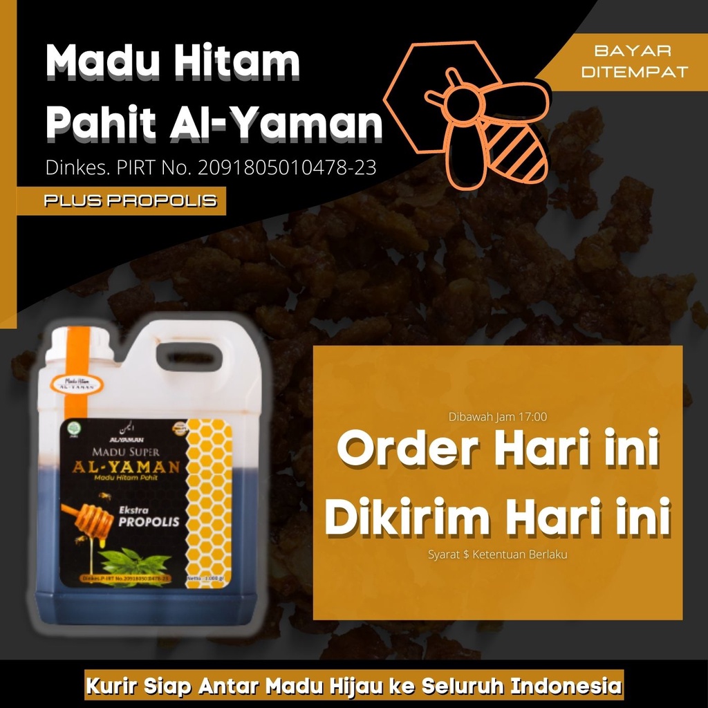 Madu Hitam pahit plus Propolis Paket Reseller Grosir Al Yaman 10Kg