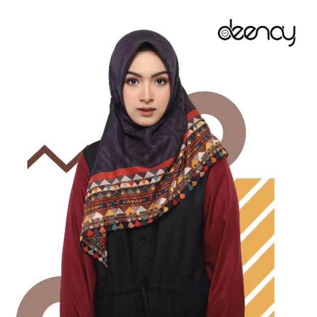 Hijab voal terbaru Deenay by trini motif Mufaza navy