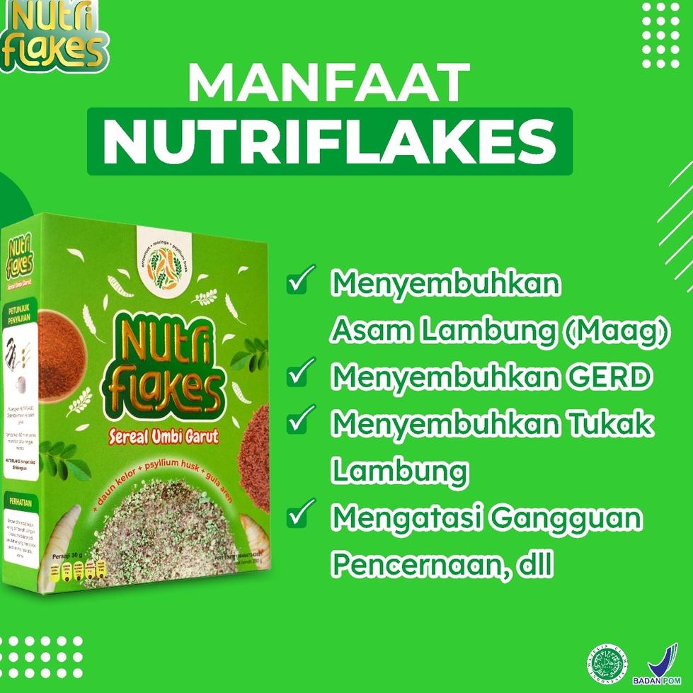 

(PROMO YCY38) Cereal Nutriflakes - Original Sereal Umbi Garut Solusi Atasi Asam Lambung Maag Kronis Gerd Suplemen Makanan Diet Isi 280gr ❊