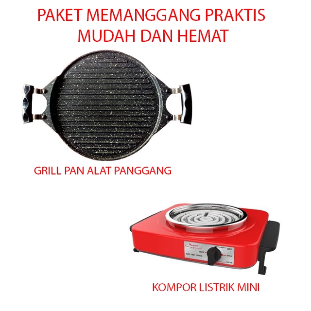 Paket Paket Memanggang Grill Pan anti Lengket Dengan Kompor Listrik