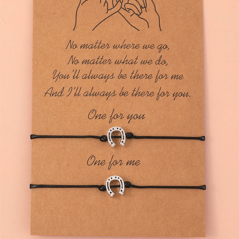 Fancyqube 2pcs / Set Gelang Tali Merah Desain Sepatu Kuda Keberuntungan Dapat Disesuaikan Untuk Pria Dan Wanita