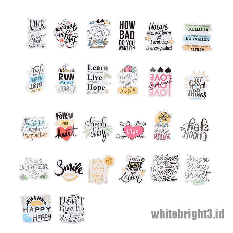 {white3} 50Pcs Motivational Phrases Quotes Waterproof Stickers For Diy Laptop Skateboard