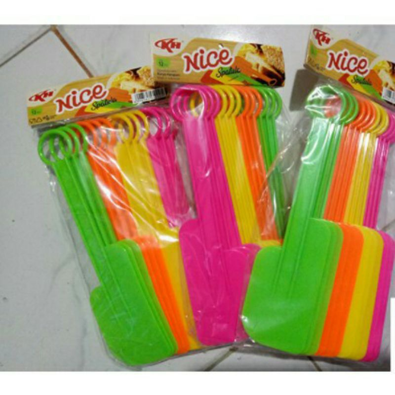 (12pcs) Solet pelet kue plastik Nice spatula murah serbaguna grosir