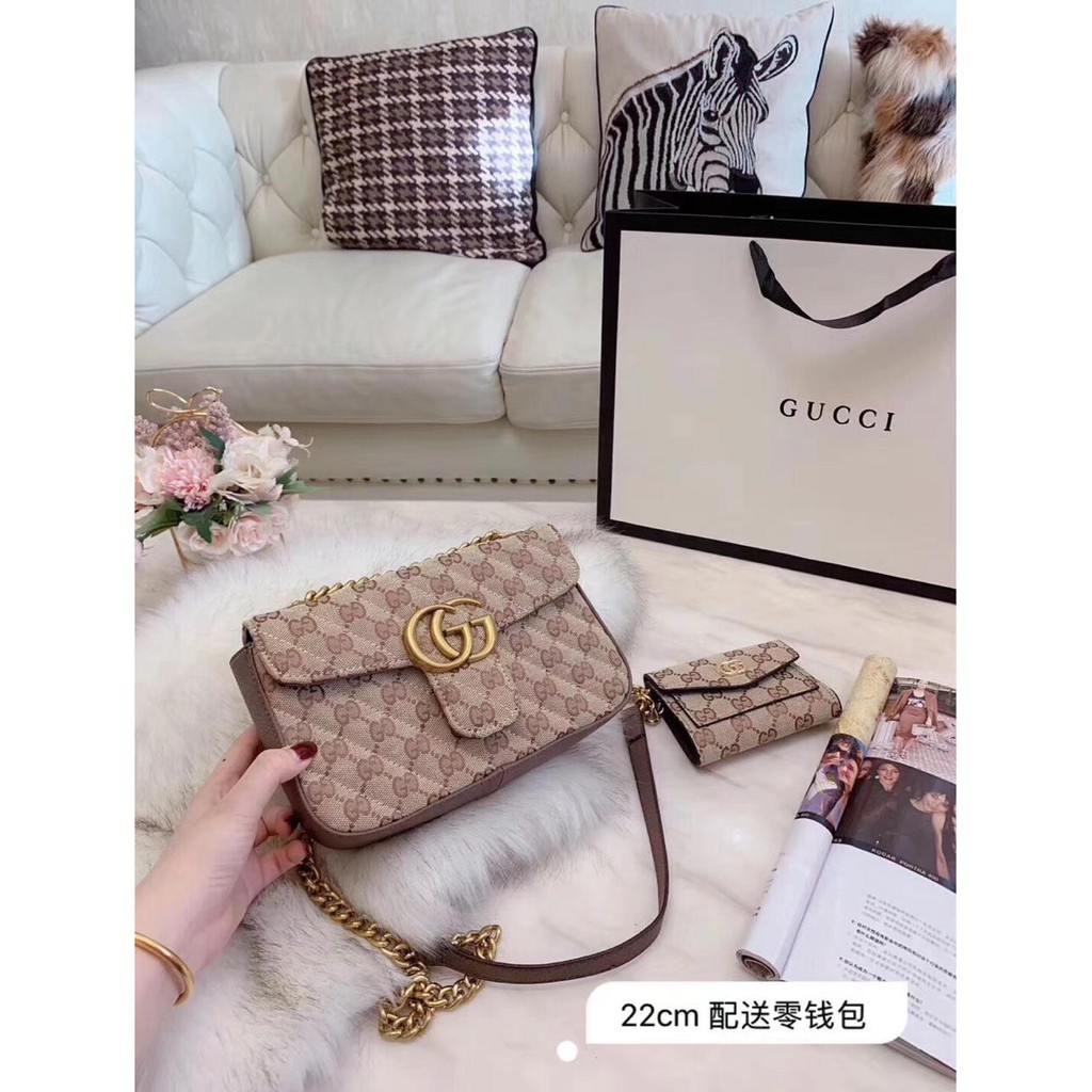 Gucci marmont kanvas 23cm free wallet and box