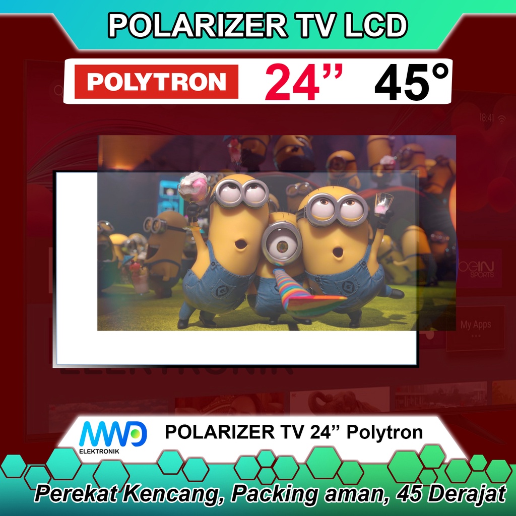 POLARIZER TV LED POLYTRON 24 INCH 45 DERAJAT POLARIS POLARISER TV LCD LAPISAN PLASTIK LUAR DAN DALAM INC IN