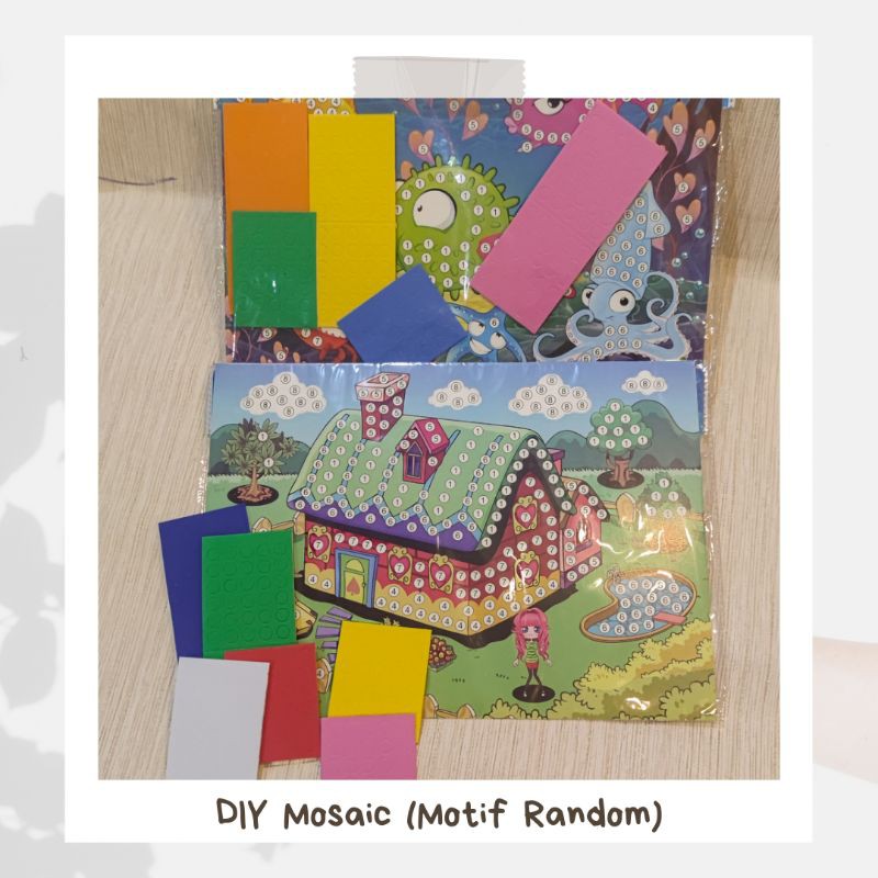 DIY Mosaic mainan sensory activity anak motif random