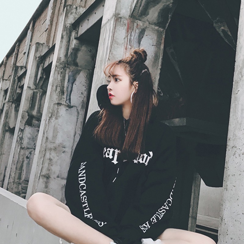  Sweater Hoodie Turtleneck Model Longgar Bahan Velvet Tebal 