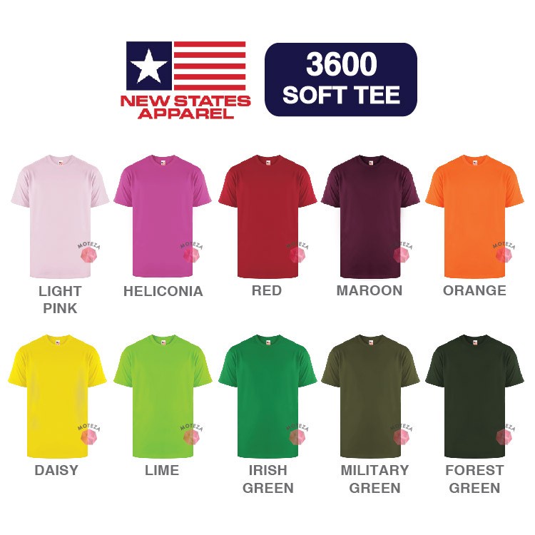 Kaos Polos Combed 30s Original - NSA Softstyle 3600 - WARNA (Warm) - GROSIR