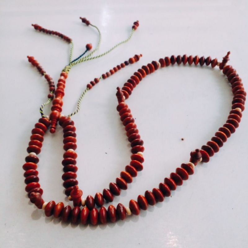 Tasbih Tijani kayu Nagasari Model Pipih/Mentos/7×10mm