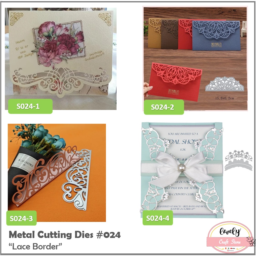 

Metal Cutting Dies #024 ~ Cetakan Stensil Metal cutting dies seri lace border bunga flower untuk mahar, scrapbooking, journal, diy, bujo, cards