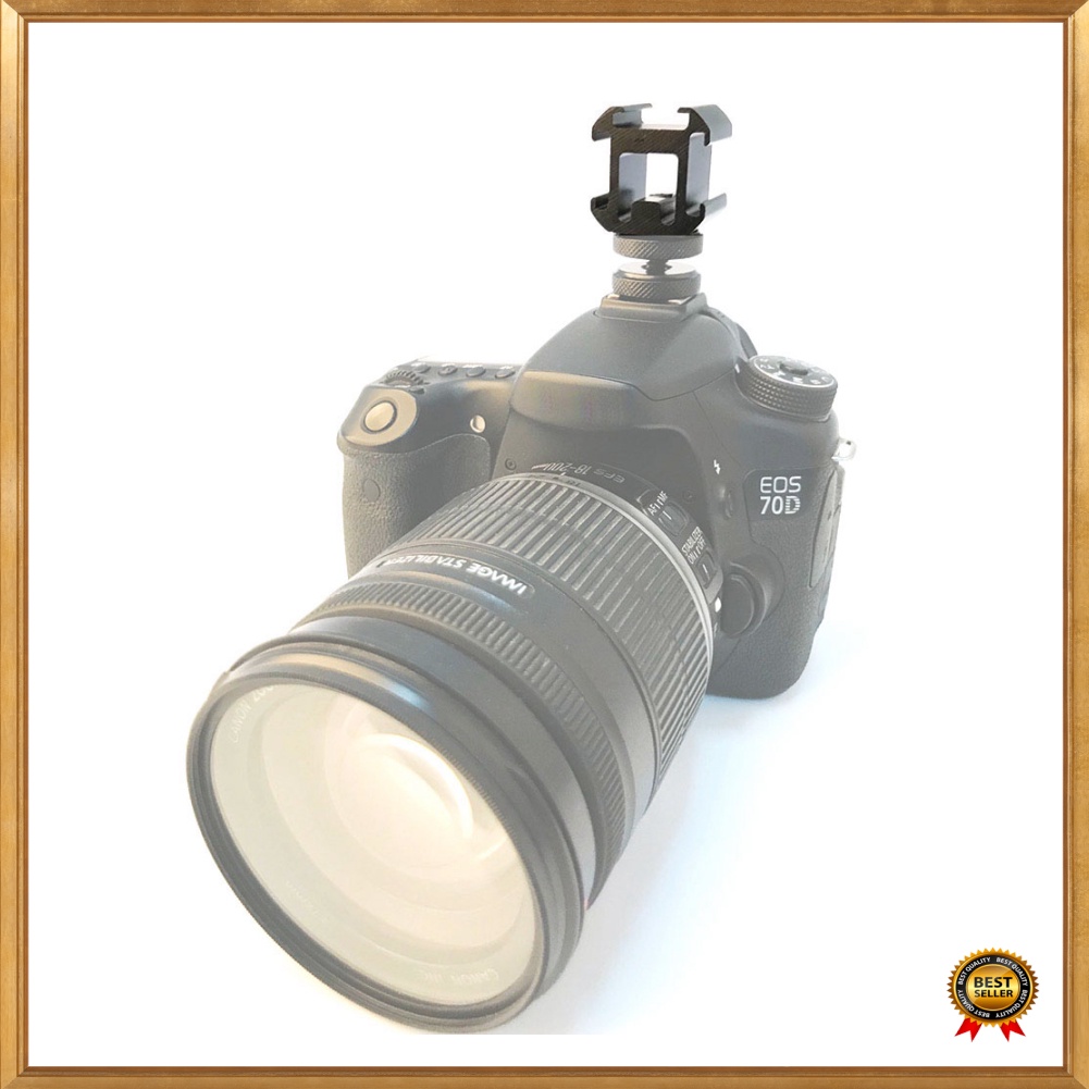 Unik Lvoertuig Camera Mount Hot Shoe Three Head Extend Port - LV39 - Black Berkualitas
