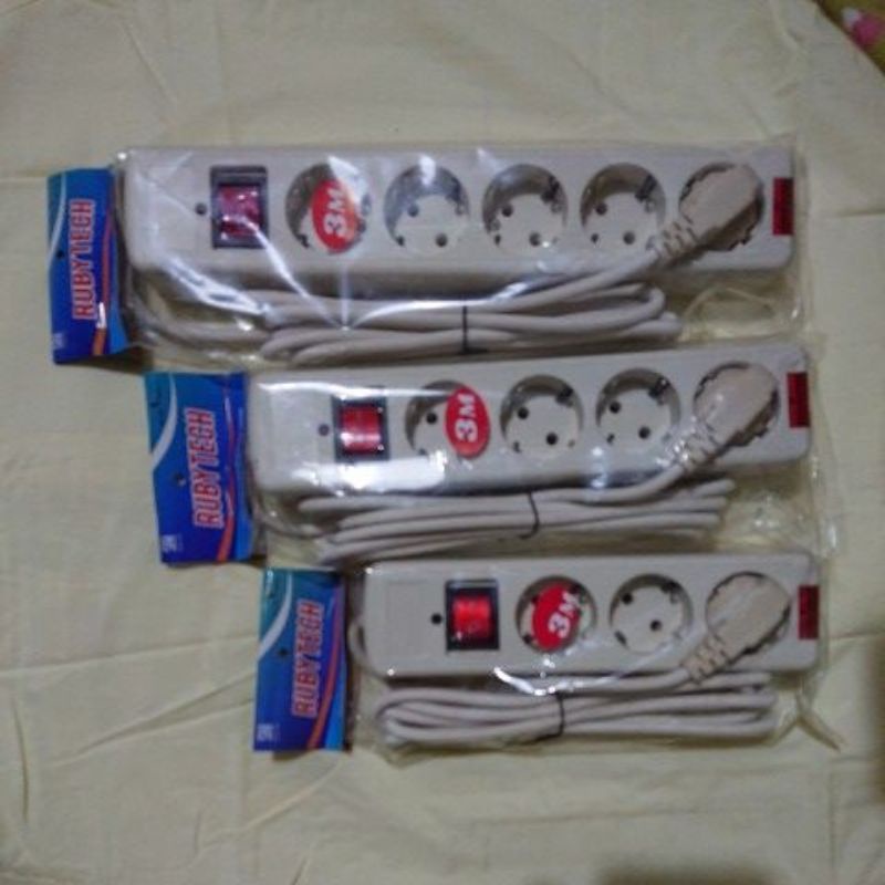 STOP KONTAK RUBYTECH PLUS SAKLAR SWITCH DAN LED KABEL 3 METER