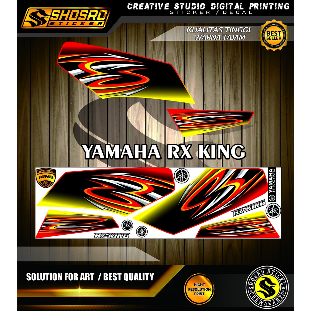 DECAL VARIASI / STIKER STRIPING BODY MOTOR YAMAHA RX KING EMBLEM TENGKI YAMAHA RX KING STYLE MOTIF B