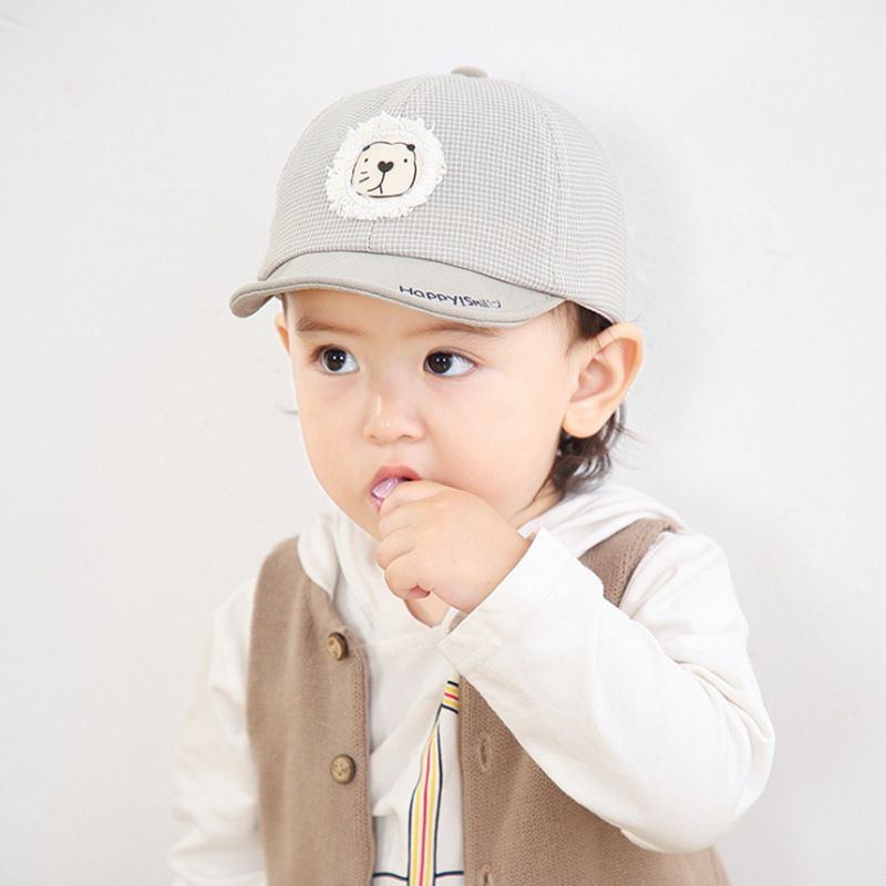 Topi baseball bayi Happy Lion cartoon singa lucu import