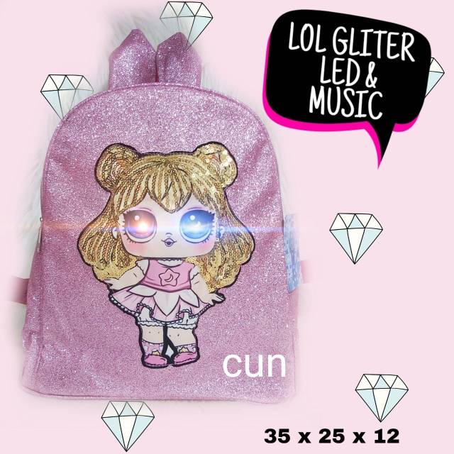 Tas gendong LOL GLITTER LED + MUSIK