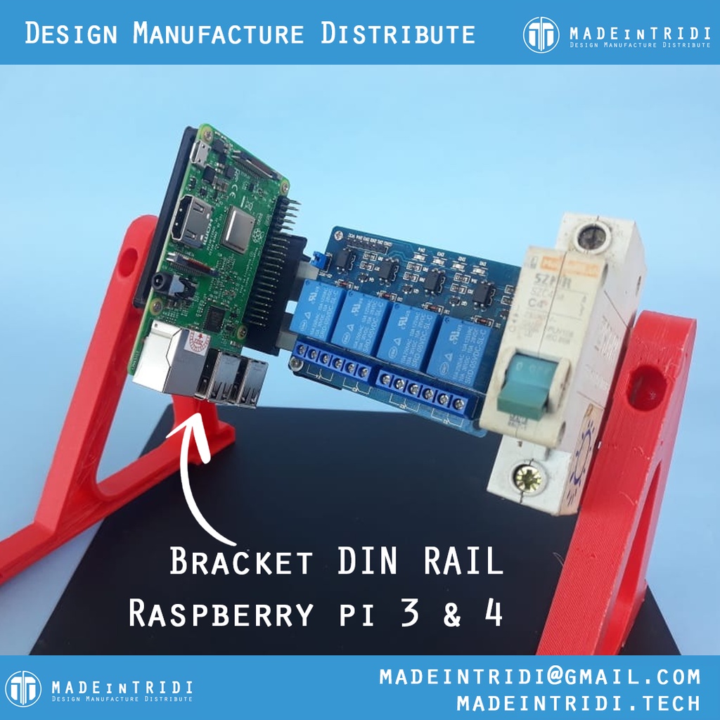 DIN Rail Mounting Raspberry pi 3 4 Mount Bracket DIN RAIL pi 3 & 4