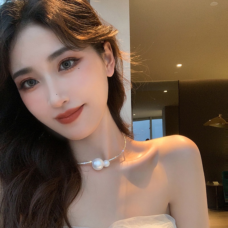 Kalung Mutiara Berlian Imitasi Model Terbuka Gaya Korea Untuk Wanita