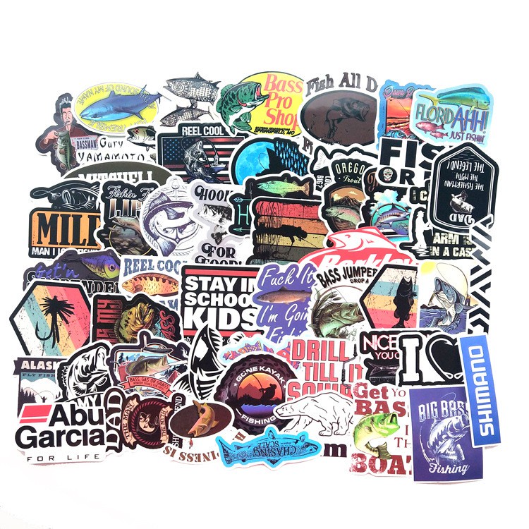 50PCS Funny Fisherman Go Fishing stickers For suitcase Freezer DIY decoration Decals Car Sticker