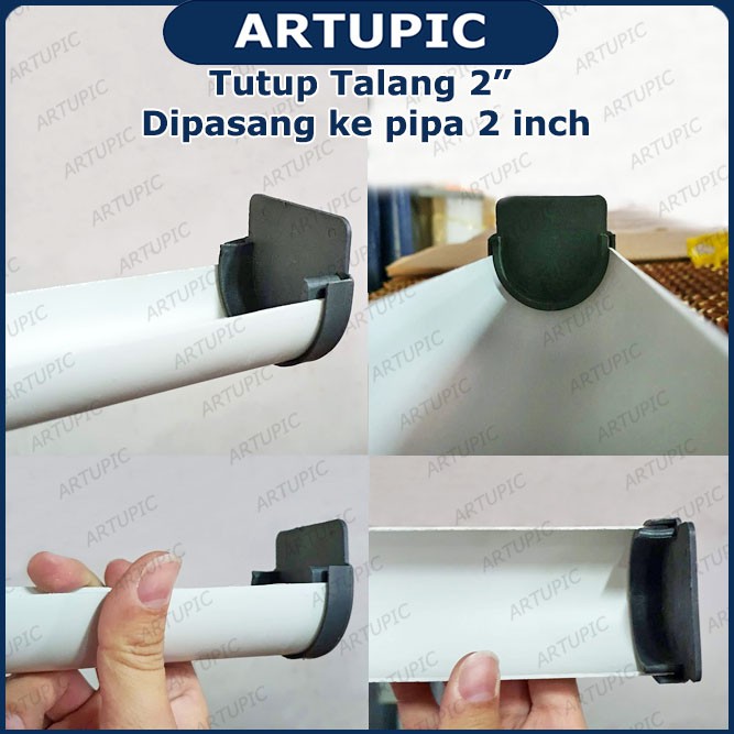 Tutup Talang 2 Inch SETENGAH LINGKARAN untuk talang minum ayam pipa pralon 2 inch