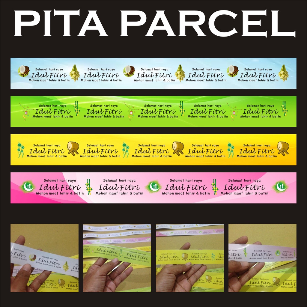 

Pita parcel - Label Parcel - Selempang Parcel - paper belt - Pita Hamper - Tali Parcel