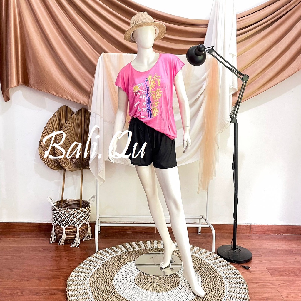 Baju Atasan Kaos Bambu Bali XL Kain Halus-PINK