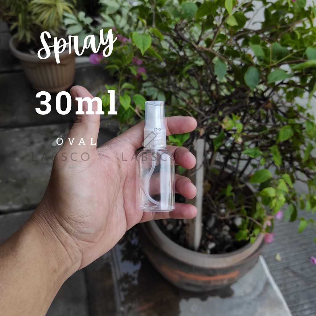 Botol SPRAY Oval 30ml PET plastik tutup semprot pump kosong wadah isi ulang 30 ml refill kosmetik