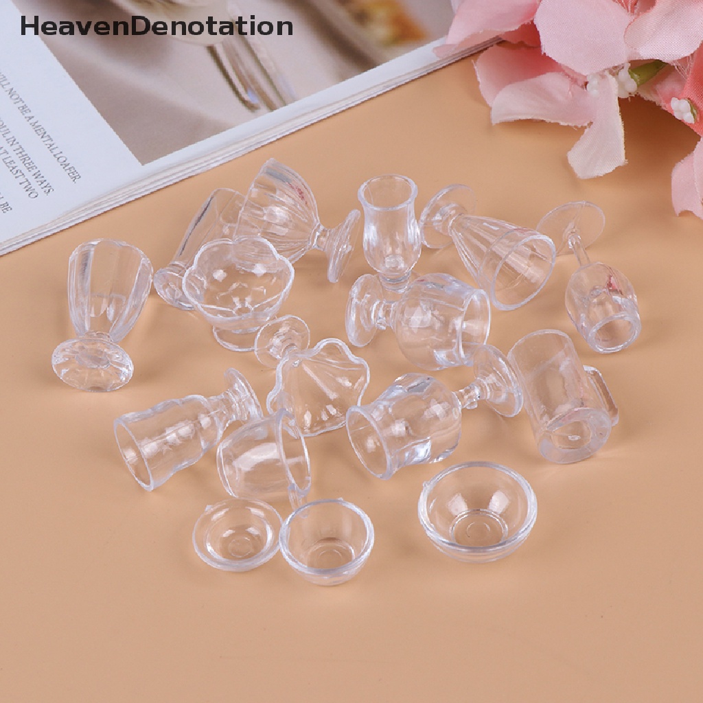 (Heavendenotation) 17pcs / Set Mainan Miniatur Peralatan Makan Transparan Skala 1: 12 Untuk Rumah Boneka