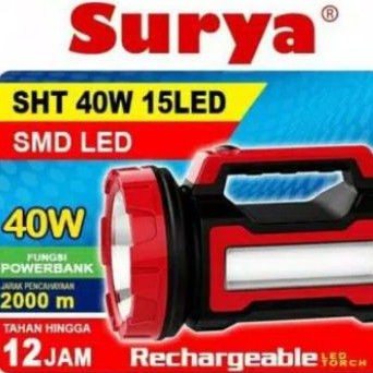 Senter LED Charge SURYA 40W 15Led SUPER JUMBO (Senter Jarak Jauh ±2000M)