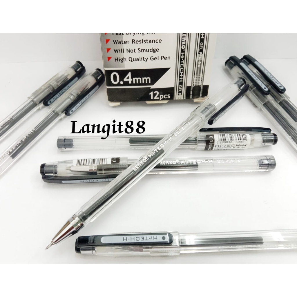 

Pulpen KENKO Hi-TECH-H Gel Pen 0.4mm ( per Lusin ) - Hitam