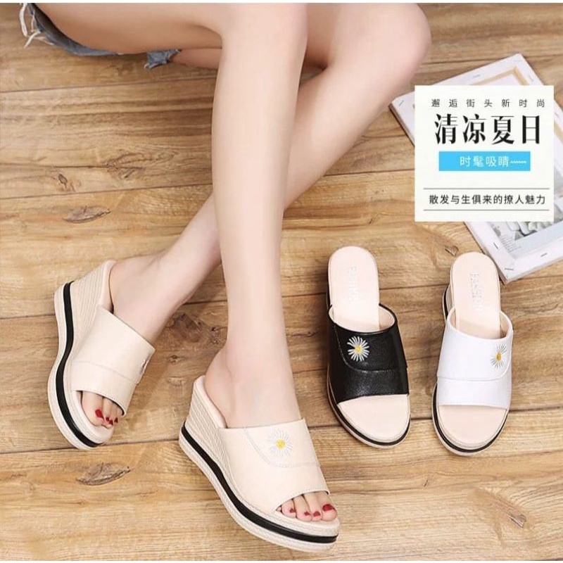 ABBUSHOES Af 50 wedges bordiran strip sol karet 7cm