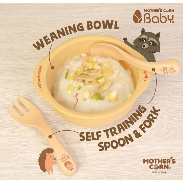 MOTHERS CORN SELF SPOON&amp;FORK SET / SENDOK DAN GARPU MAKAN BAYI