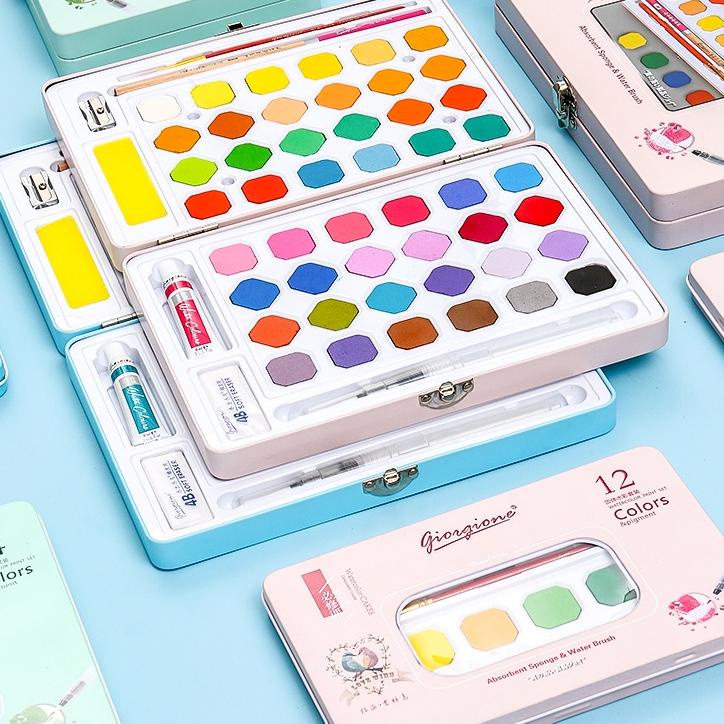 

Sangat Nyaman.. Giorgione Solid Watercolor Paint Cat Air Lukis 12/18/24/36/48 Warna Free Brush Paper G-800