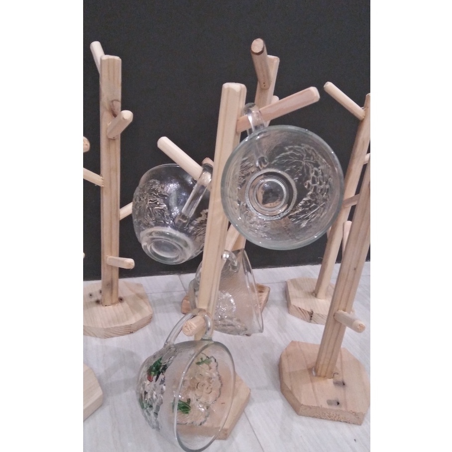 Mug Holder Gantungan Gelas Kayu Jati Belanda Bersusun-1