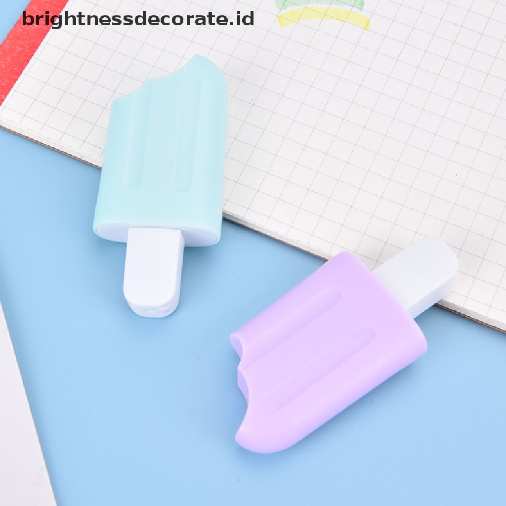 6pcs / Pak Highlighter Bentuk Es Krim Warna Permen Untuk Perlengkapan Sekolah / Kantor