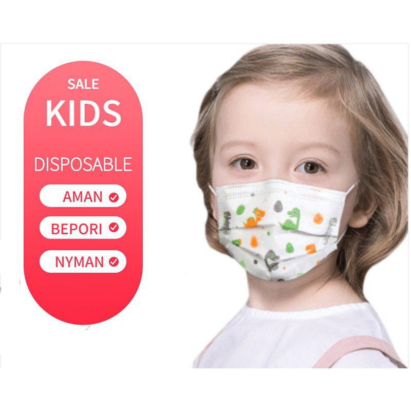 masker 3ply anak earloop / masker 3ply anak motif