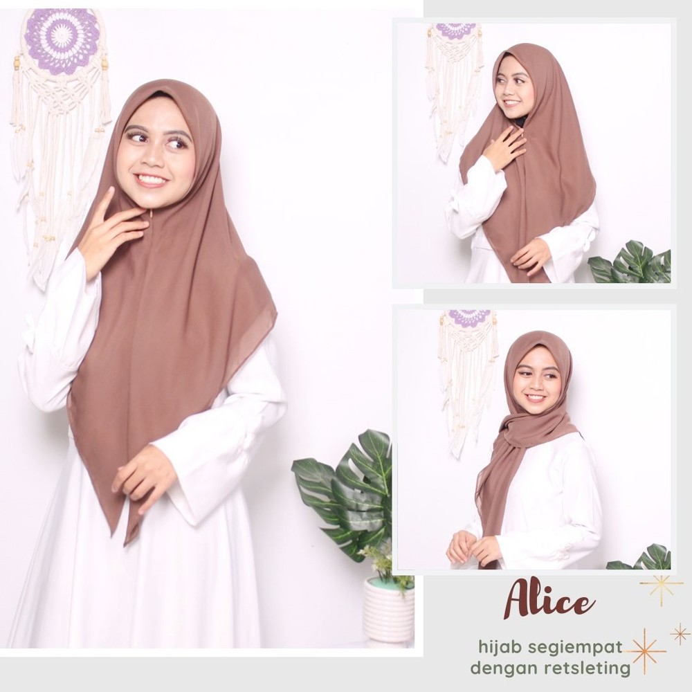 JILBAB RESLETING/JILBAB SEGI EMPAT RESLETING INSTAN ZIPPER/BELLA SQUARE INSTAN ALICE