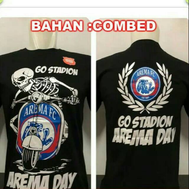 KAOS DISTRO AREMA GO STADION - KAOS HITAM AREMA GO STADION - KAOS BOLA AREMA GO STADION