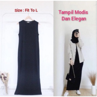 DRESS POLOS TANPA LENGAN/INNER DRESS PANJANG TANPA LENGAN/INSPAN WANITA/GAMIS/KERJA/CASUAL