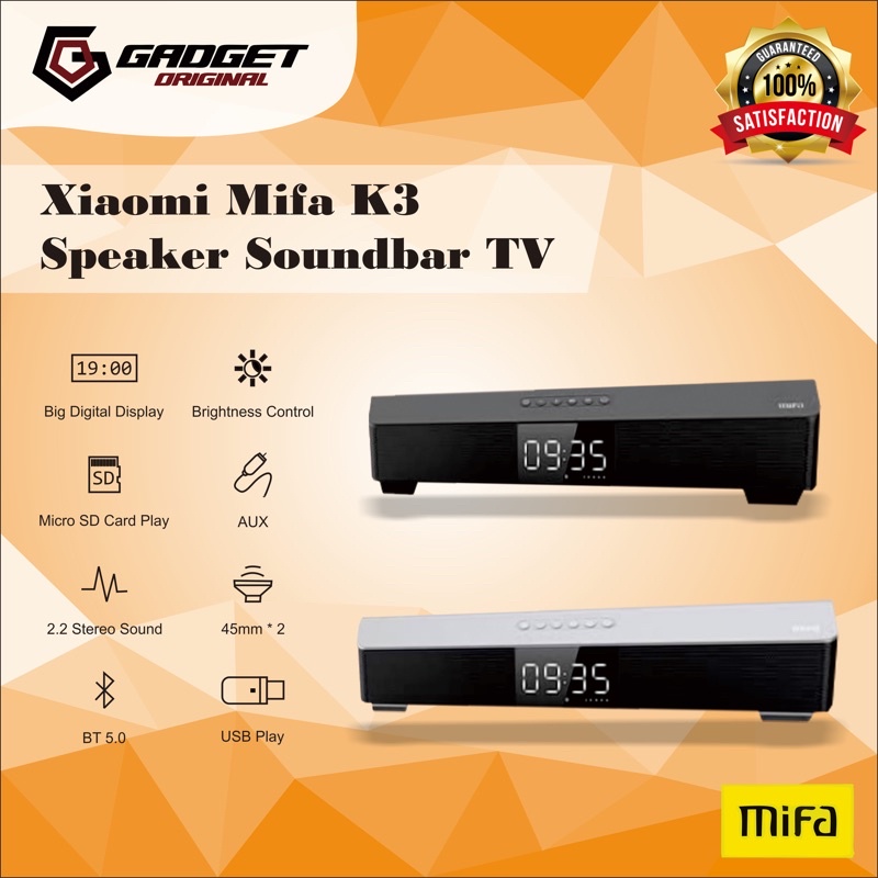 mifa k3 soundbar bluetooth wireless speaker dual stereo lcd screen aux microsd support ori