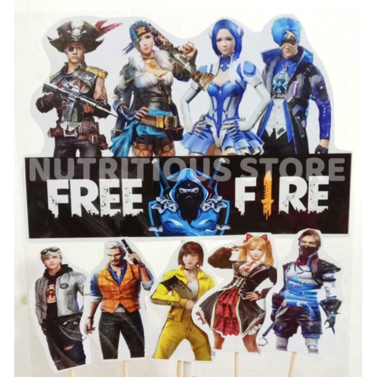 HIASAN KUE FREE FIRE / CAKE TOPPER FREE FIRE / ASESORIS KUE FREE FIRE / TOPER KUE FREE FIRE / DEKORA