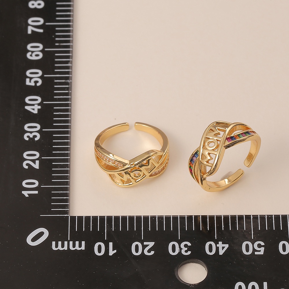 Eropa dan Amerika tembaga zirkon IBU Cincin 18K Emas khusus baru bunga desain cincin hadiah Hari Ibu