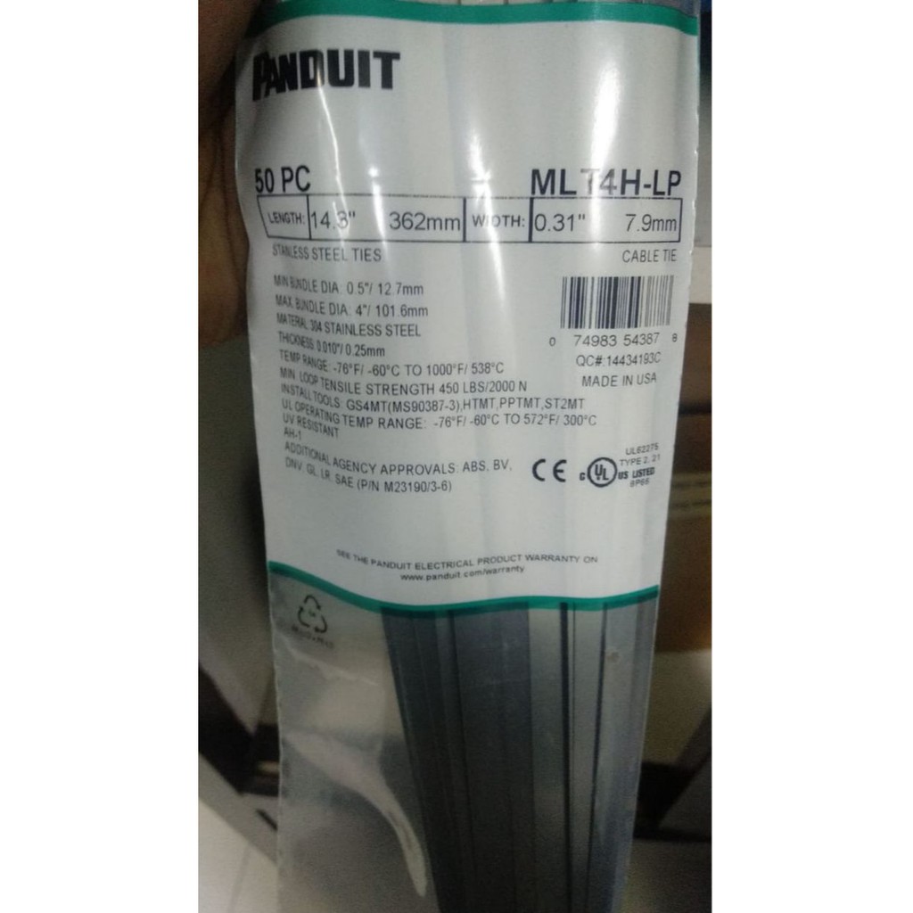 Stainless Ties MLT4H-LP Panduit / Cable Ties Panduit Stainles 362mm / Kabelties Stainless MLT4H