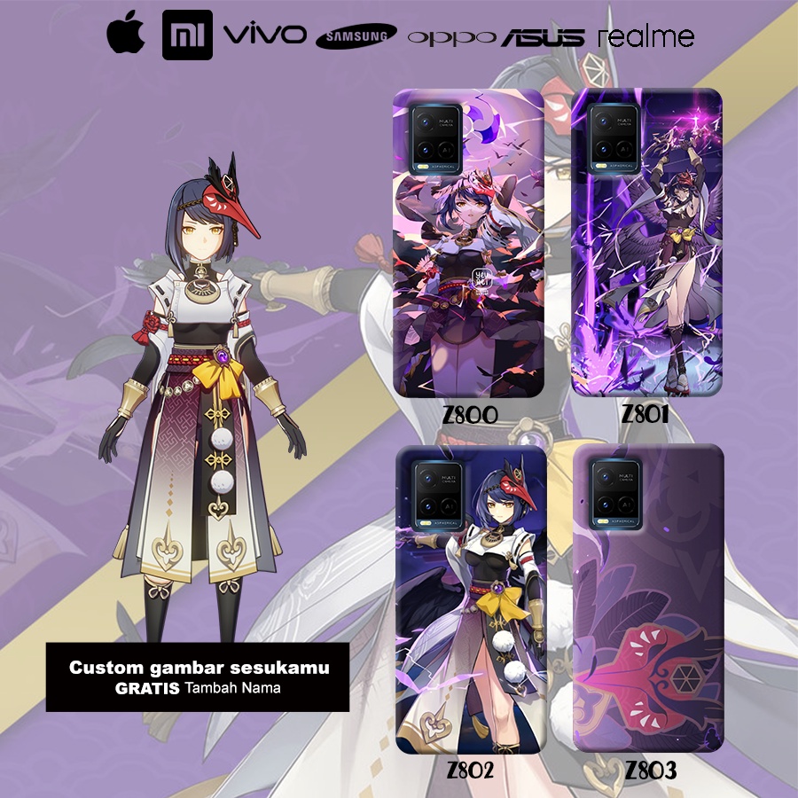 Case casing genshin impact kujou sara ( semua tipe hp )  vivo y21 y21s y33s y12s y20 y53s y51 redmi 