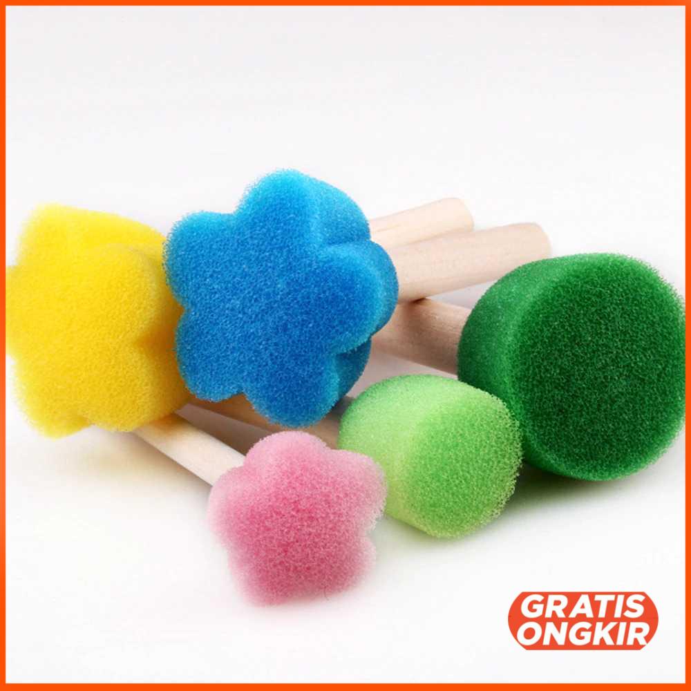 Mainan Anak Sponge Stamp Flower Brush 5 PCS F697