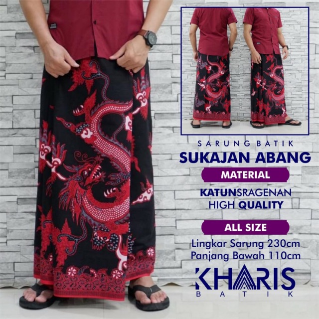 Sarung Batik SUKAJAN ABANG Katun Full Furing Termurah