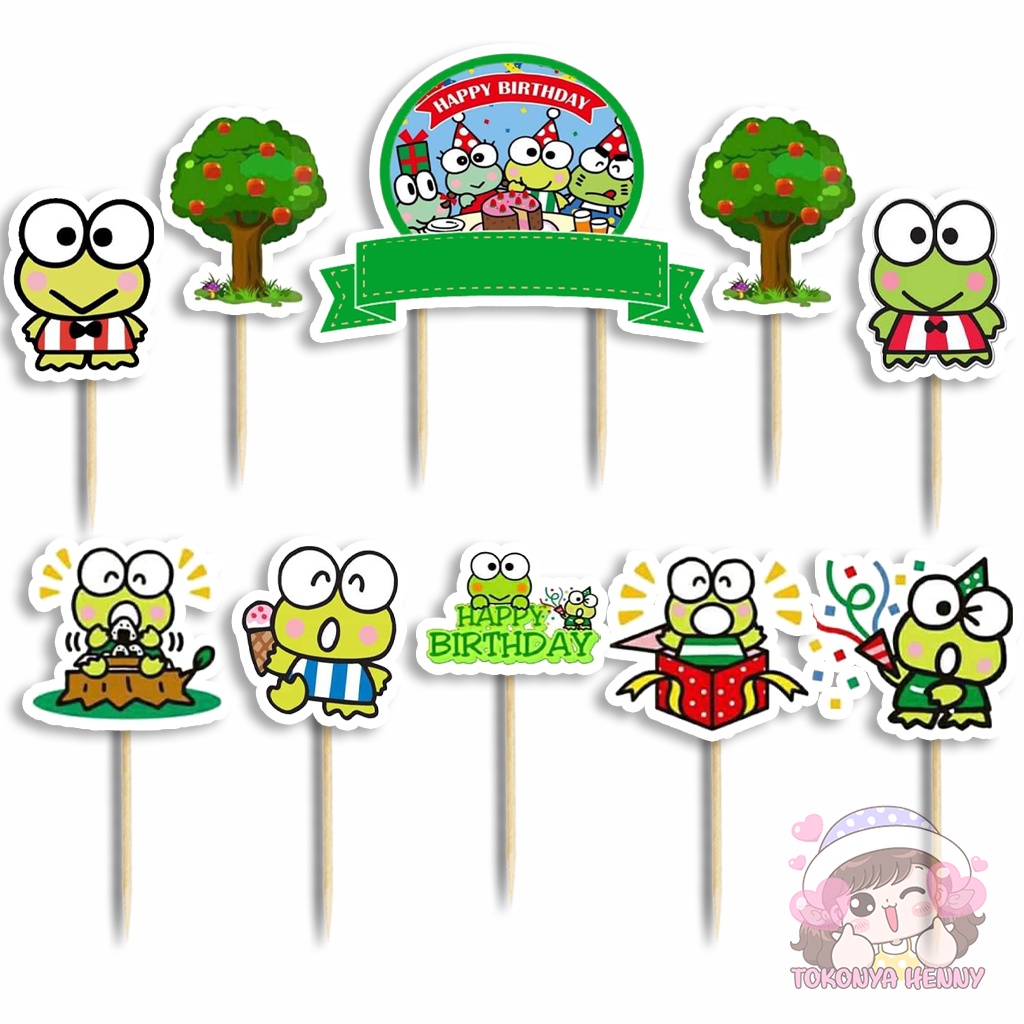 Topper Cake Hiasan Kue Ulang Tahun motif karakter KEROPPI Kodok Hijau